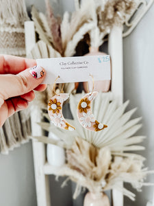 Floral Daisy Moon Hoops